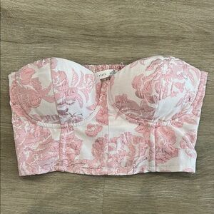 Altar'd State Pink and White Bustier Crop Top